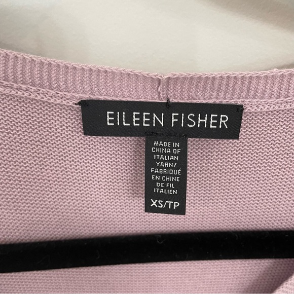 Eileen Fisher Lavender Oversized Organic Cotton Tunic Sweater V-Neck  XS.     10 - Picture 2 of 5